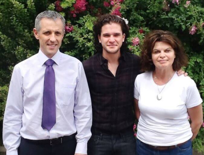 John Harington’s parents and brother, Kit Harington.